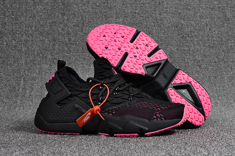 Women Nike Air Huarache 6 Flyknit Black Pink Shoes - Click Image to Close